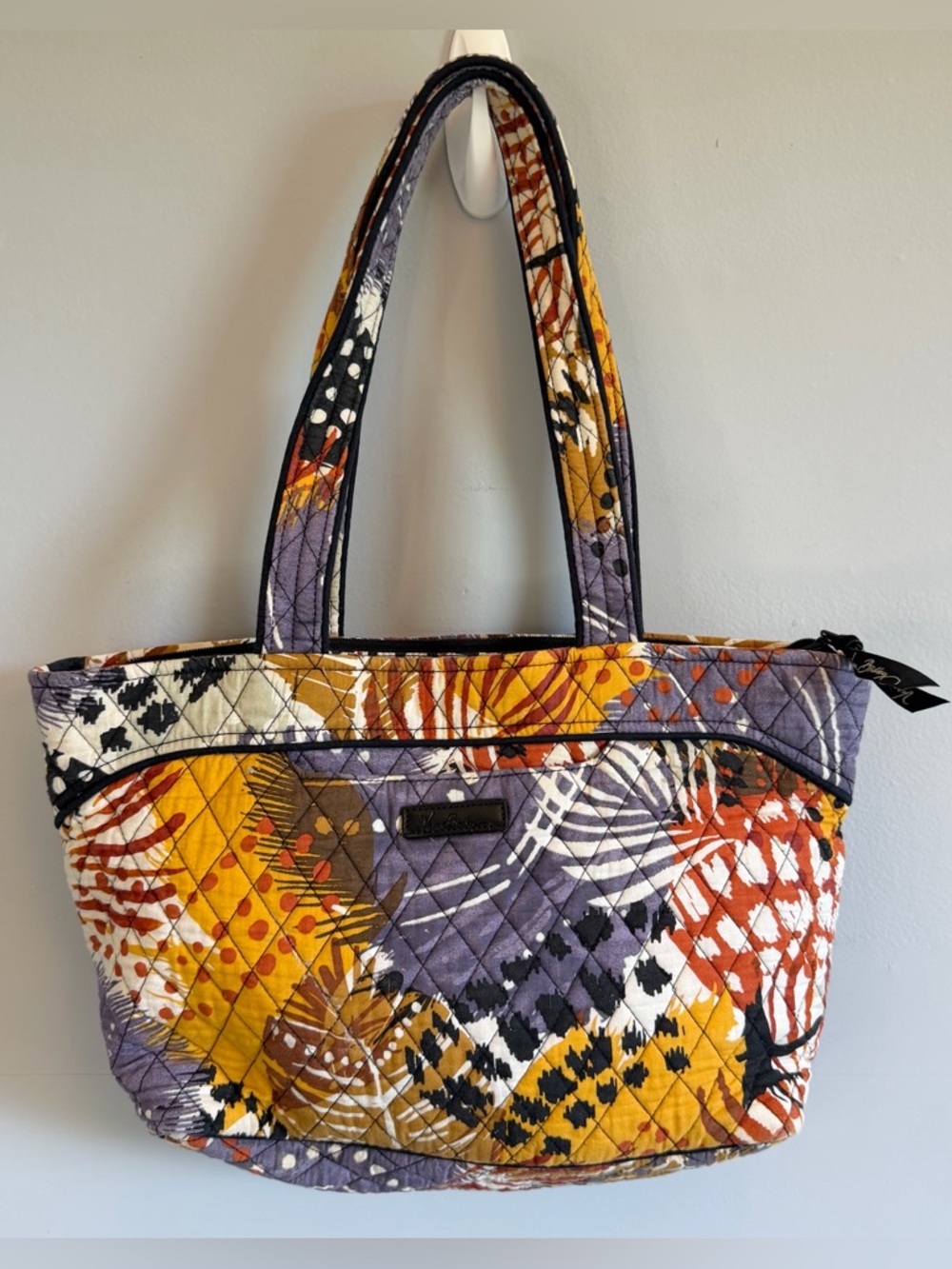 Vera Bradley Quilted Floral Patchwork Tote in Mustard Yellow & Purple